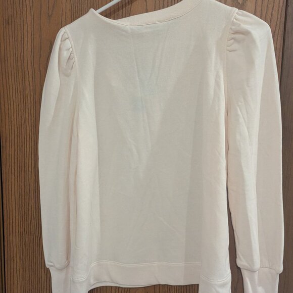 Loft Puff Sleeve Cream Sweatshirt-Size Medium Petite-New with Tags - Picture 4 of 4